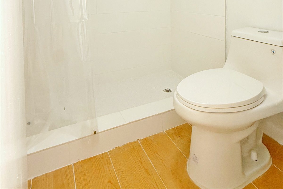 Up to date bathroom with step in shower