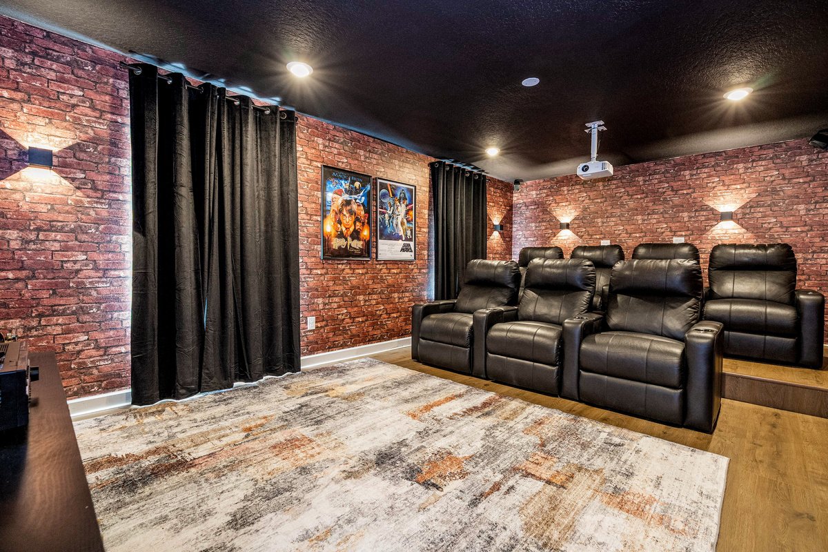 Plush seating, a massive screen, and plenty of room for the whole crew to sink in.