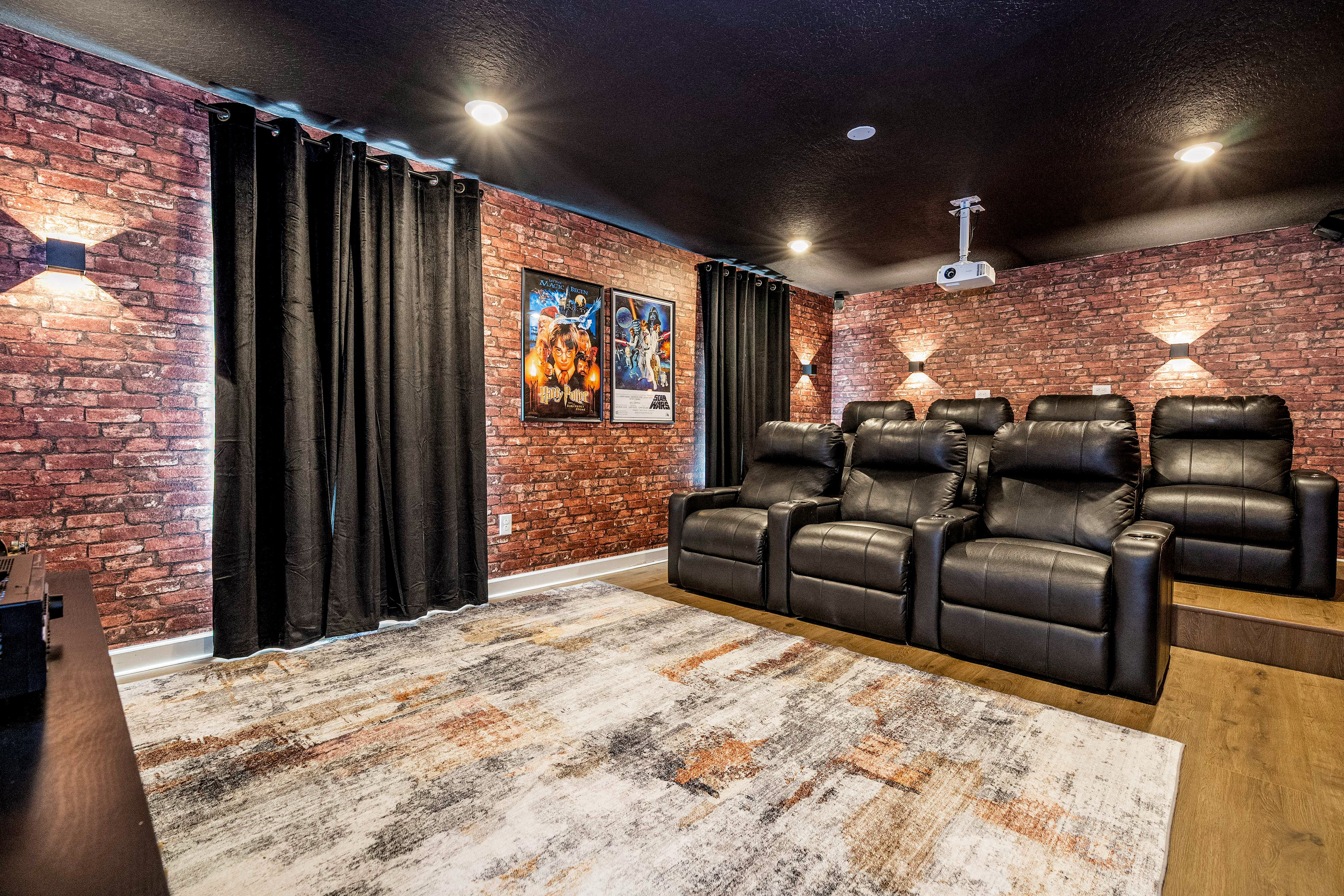 Plush seating, a massive screen, and plenty of room for the whole crew to sink in.