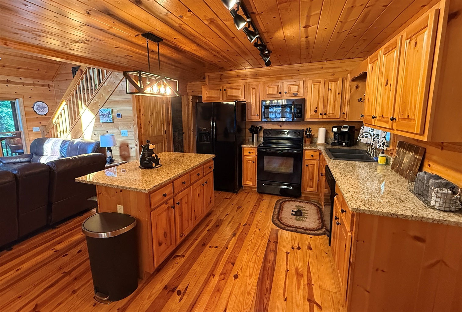 Kitchen is nicely stocked with small applinaces, cook ware, spices, coffee and many more goodies!