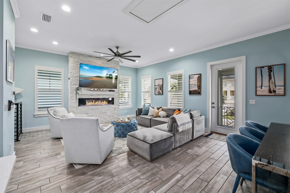 2nd Floor: open-concept living, dining and kitchen