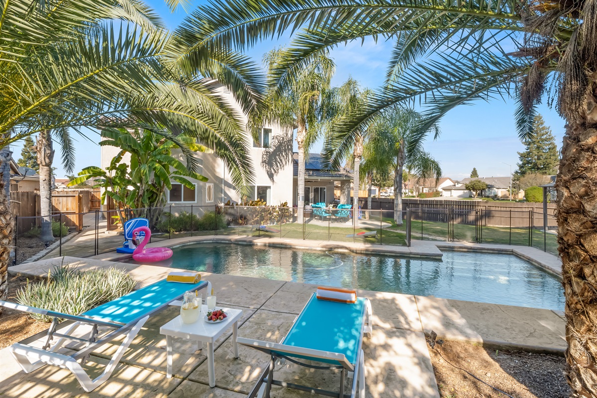 Comfortable chaise lounges invite guests to relax, sunbathe, and unwind in style.