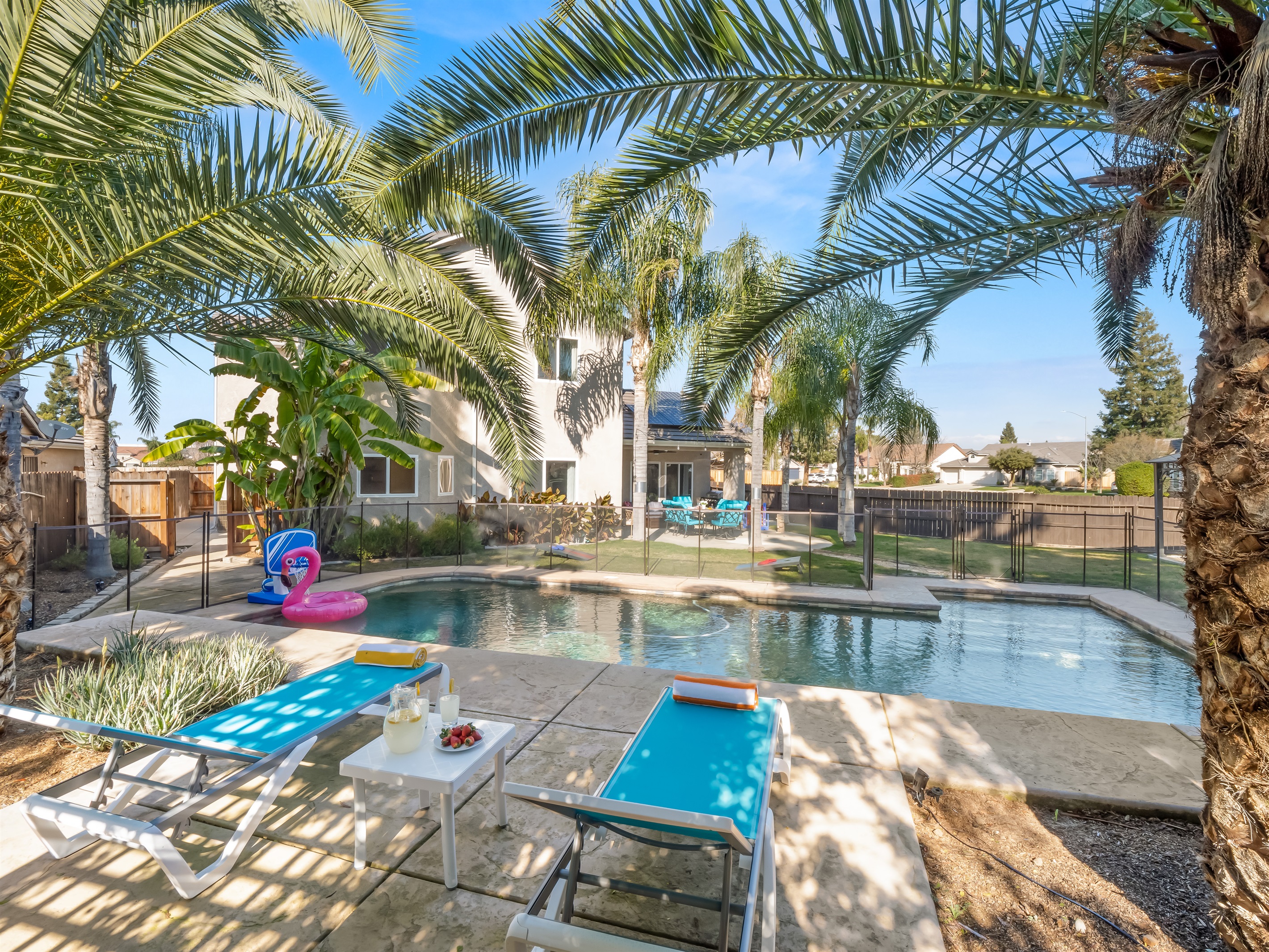 Comfortable chaise lounges invite guests to relax, sunbathe, and unwind in style.