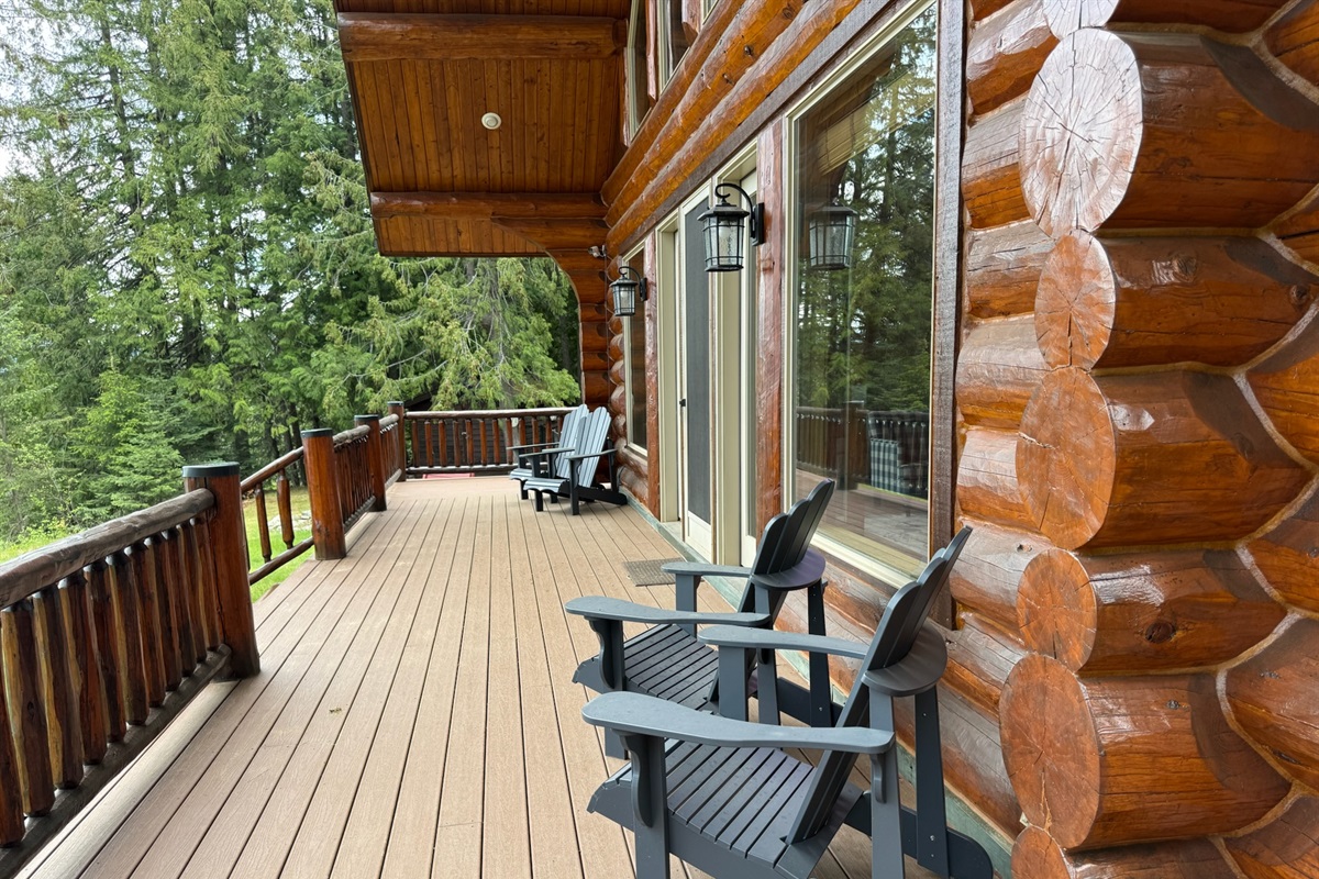 Porch with room for sitting and lake views