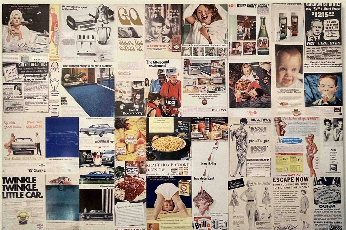 1950/60s Ad Collage / For your reading enjoyment in the bathroom