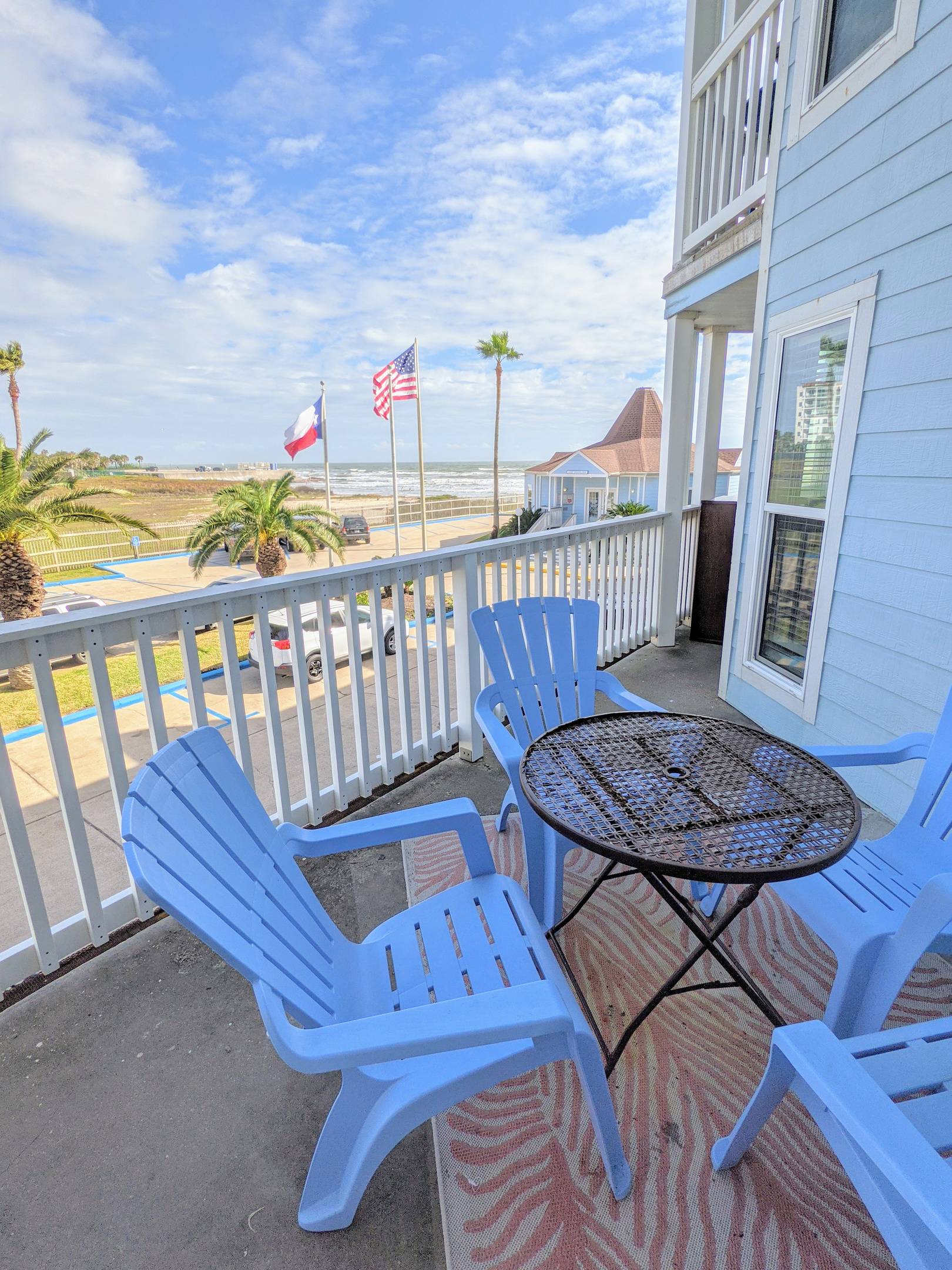 Enjoy a sunset dinner on the oversized patio/balcony.