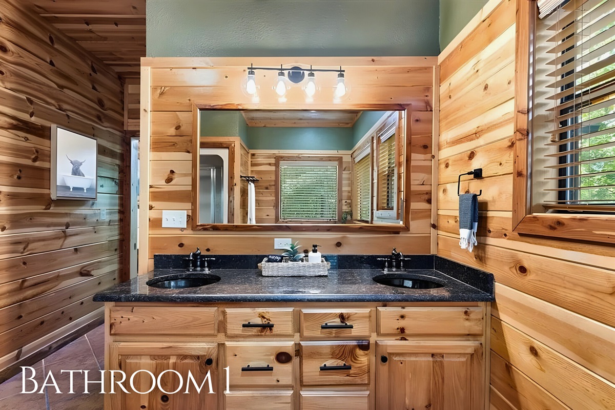 Getting ready is easy with a spacious vanity and plenty of counter space.