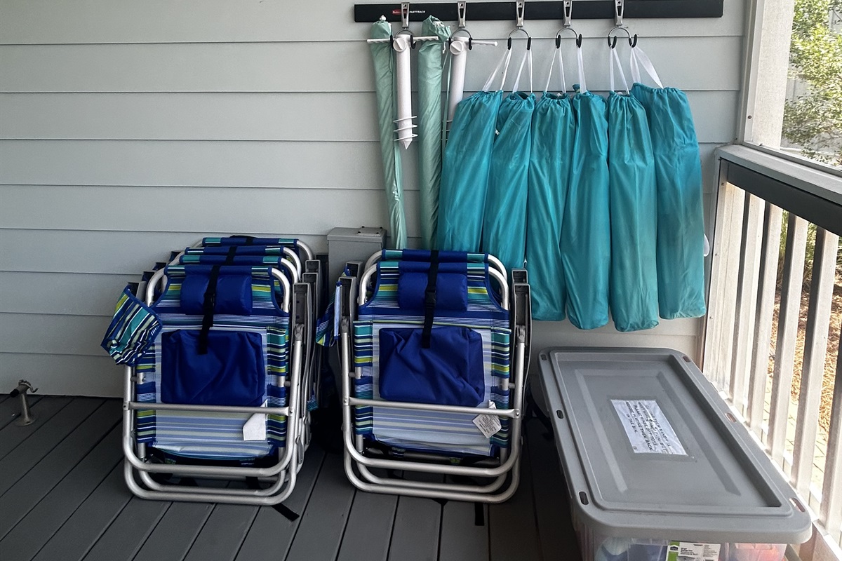 Relax on the beach with the provided chairs, umbrellas and beach toys We offer these items as an added convenience, but cannot always guarantee the quantity of the items between guest’s stays.