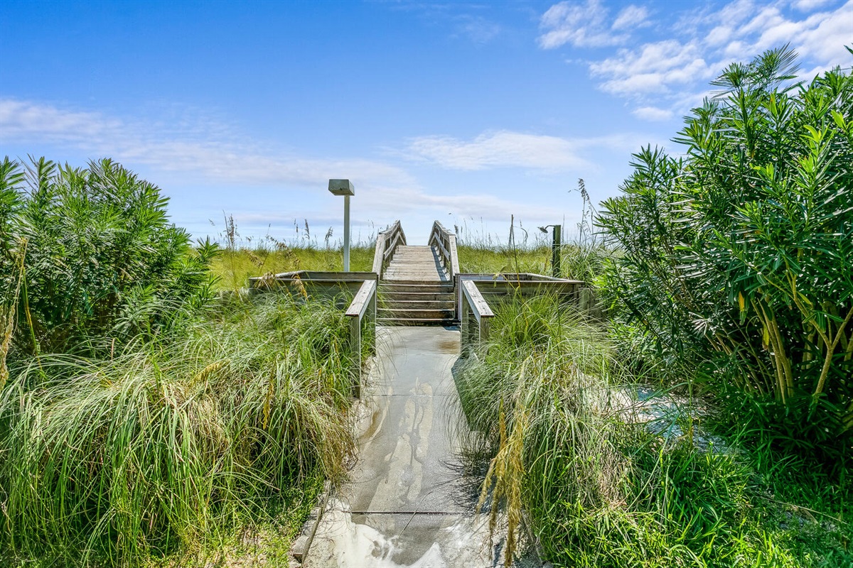 Boarded Walkover and Outdoor Shower