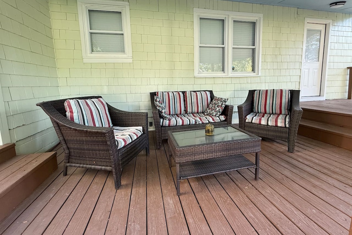 Outdoor seating on back porch