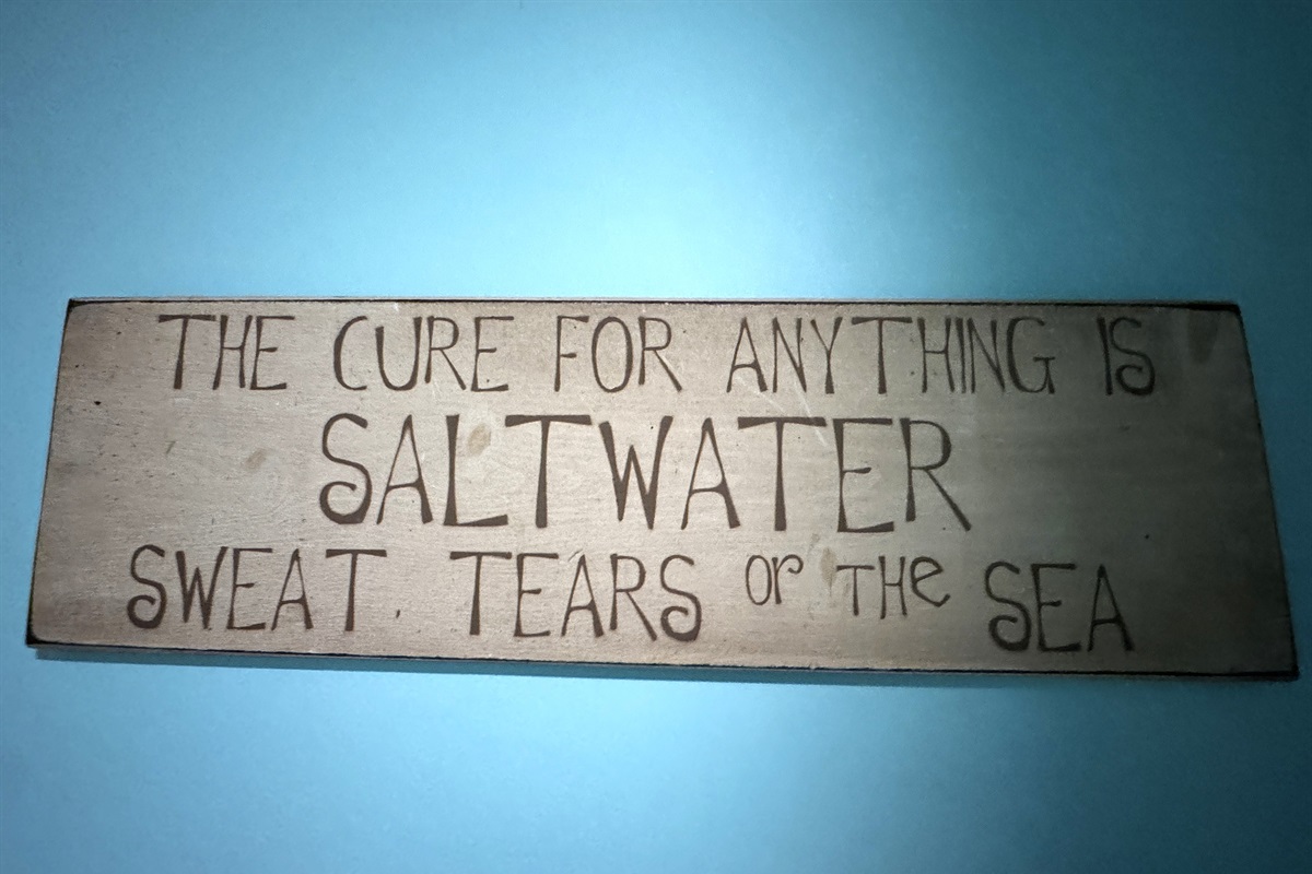 Thoughtful local decor in the lower level bathroom. This curated touch reflects the spirit of Mount Desert Island—a place built for adventure, salt air, and post-hike reflection just steps from the Acadia National Park boundary.