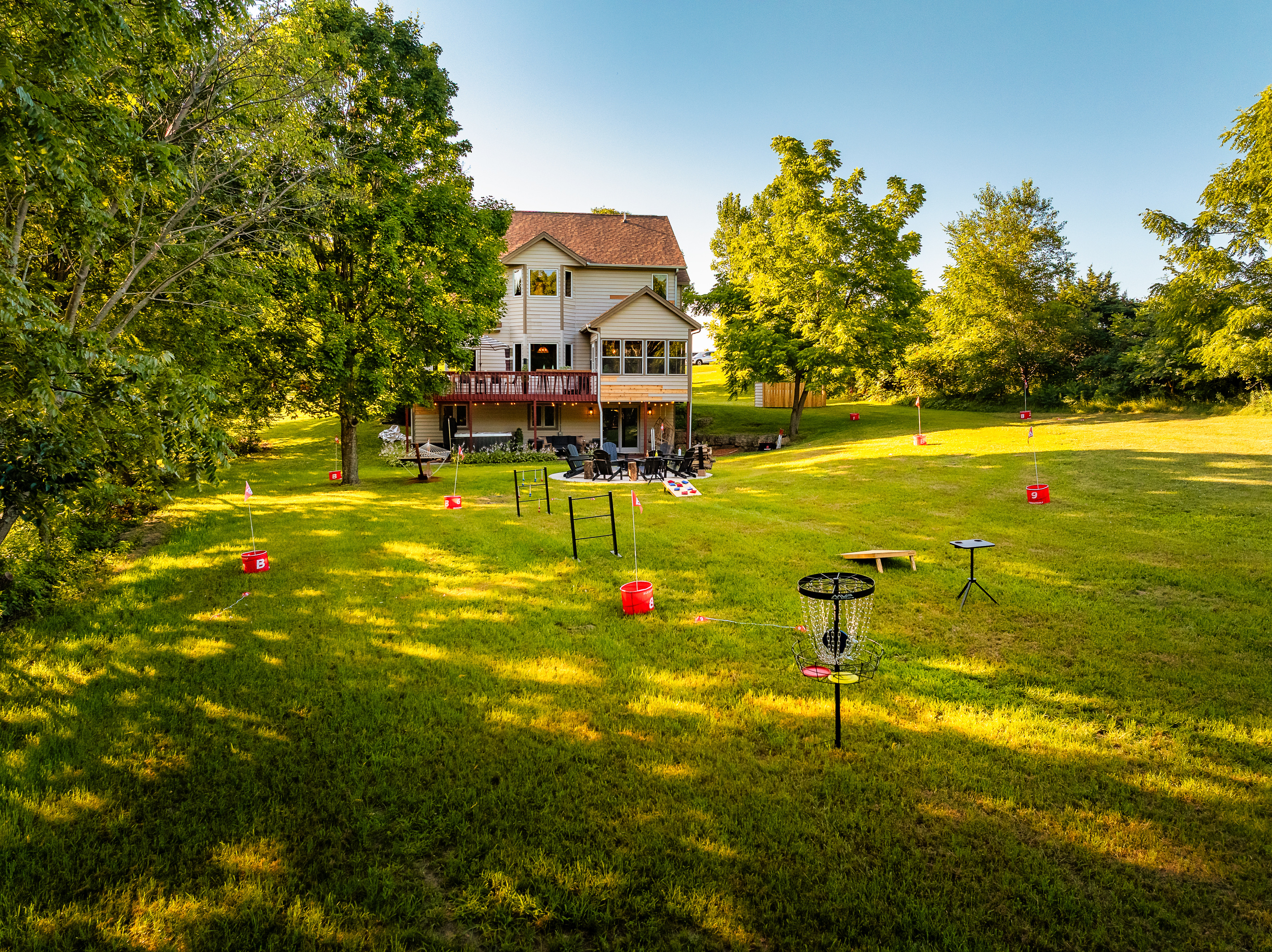 Games to play: frisbee golf, corn hole, bucket golf, ladder ball, big jenga, etc.
