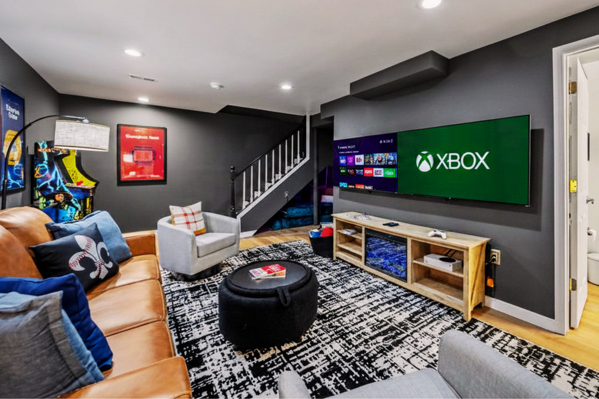 Gaming consoles, large TVs, and arcade fun for all ages.