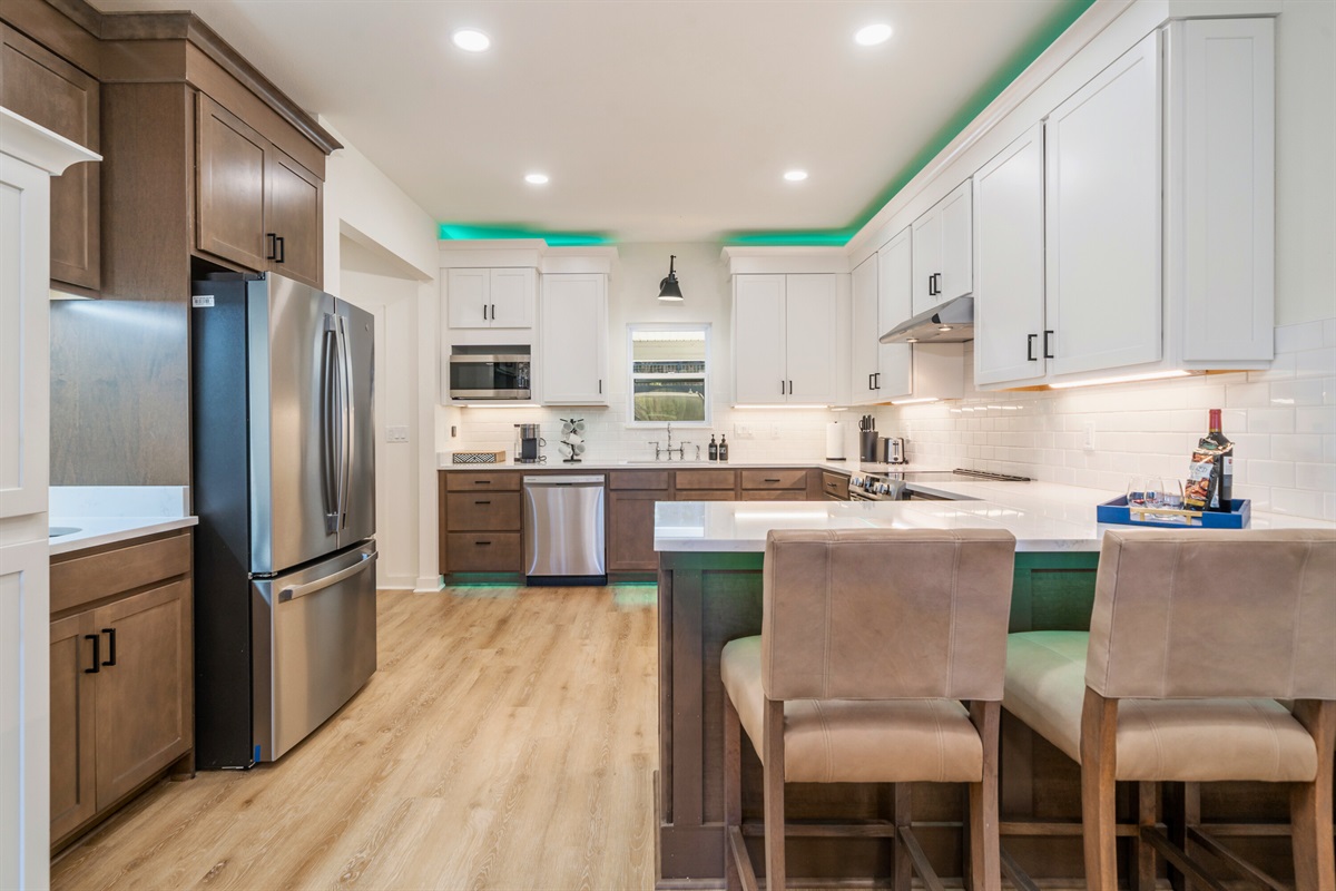 Kitchen Island Provides Additional Seating for 3