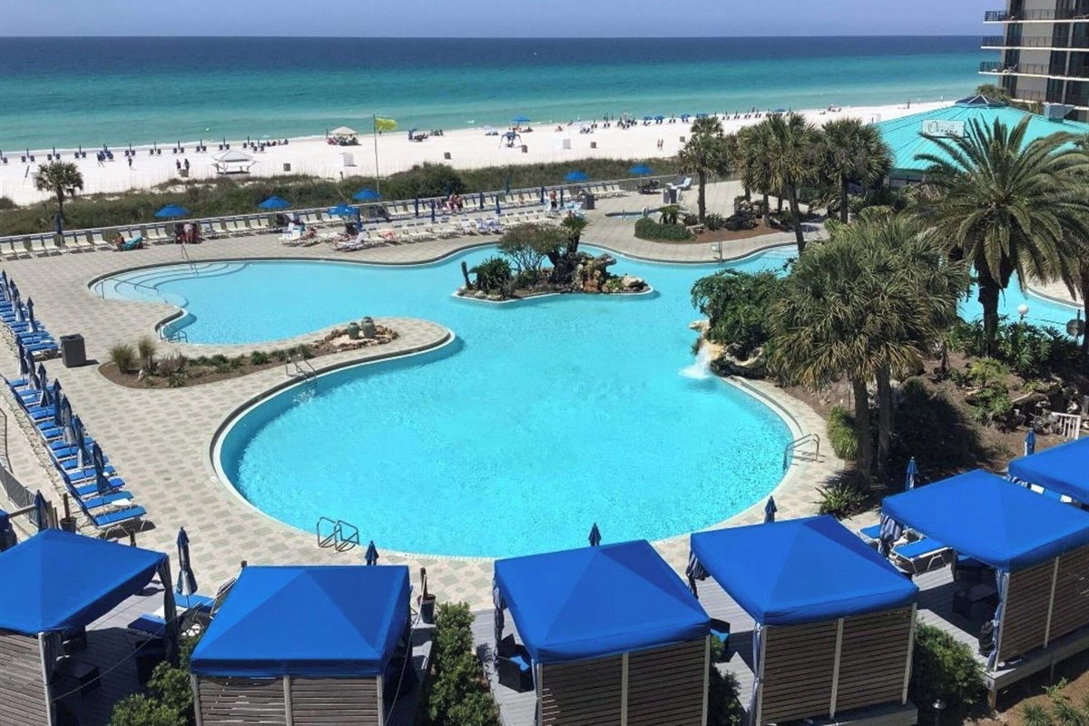 Lagoon pool with cabanas