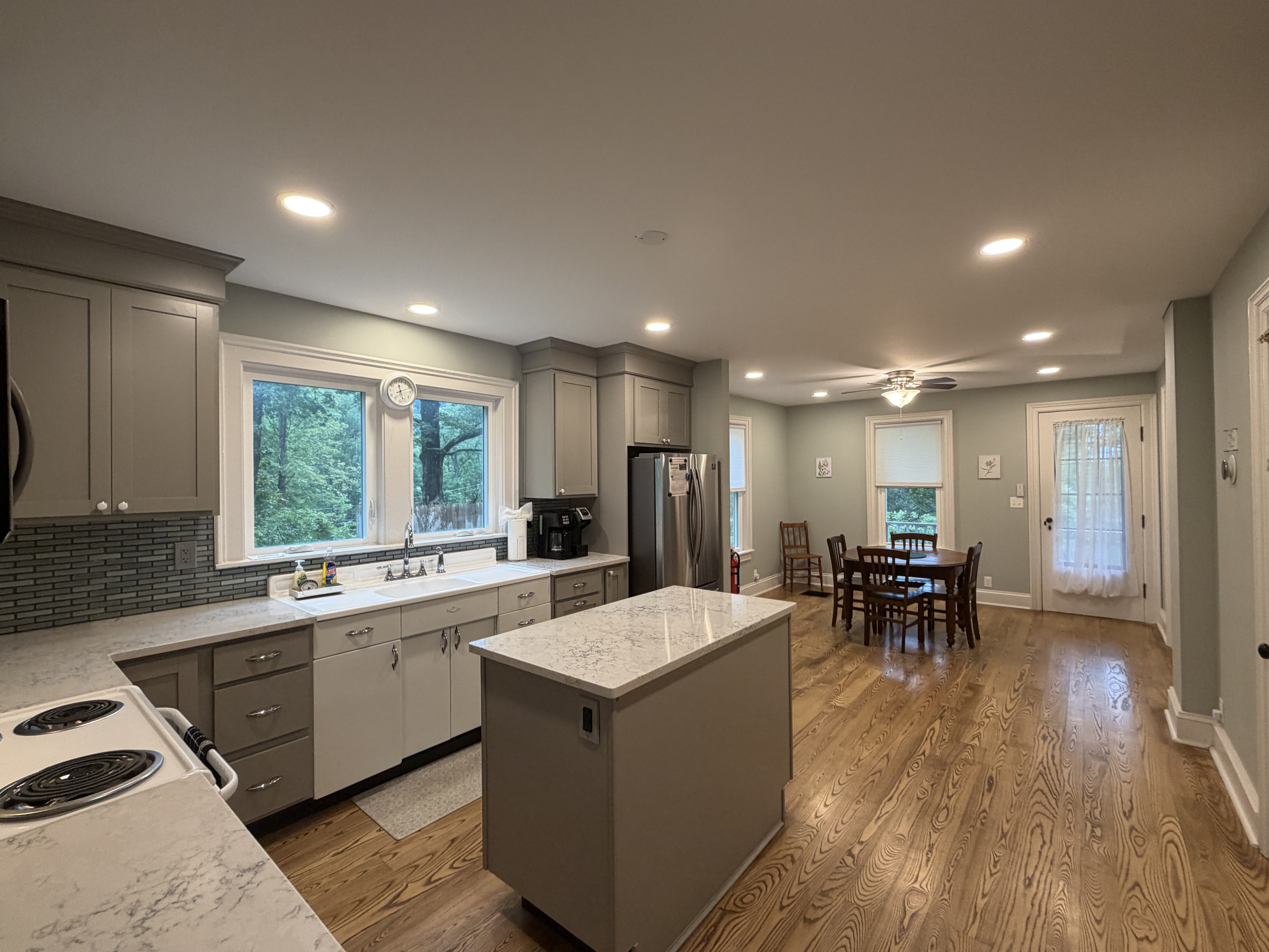 Bright kitchen and dining area
