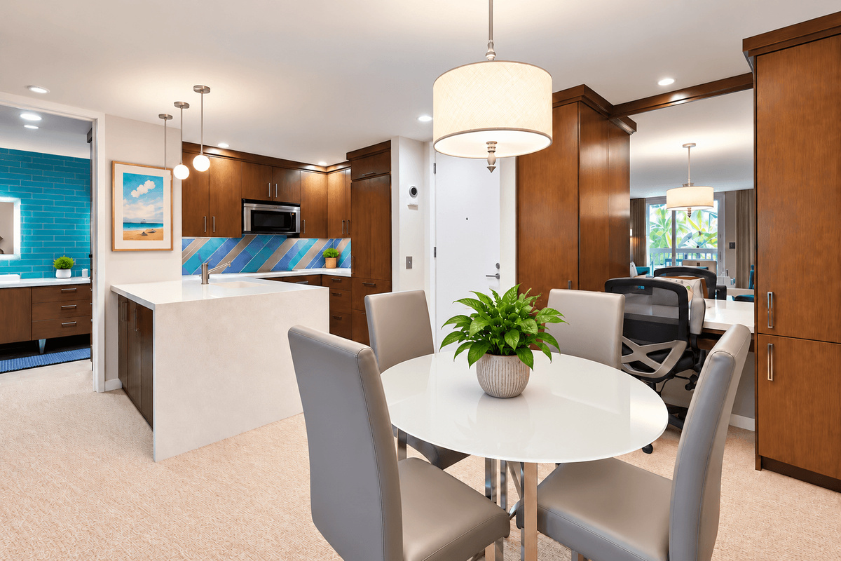 Walnut cabinetry and Sub-Zero refrigerator