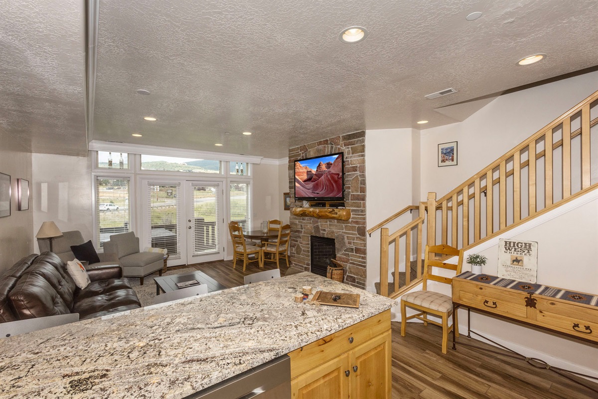 Take in the open sightlines from the kitchen overlooking the living area—keeping everyone connected while cooking or entertaining.