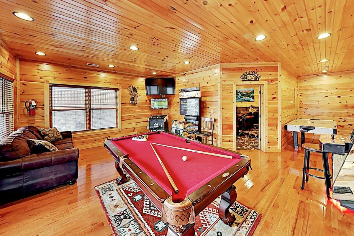The game room and theater room.