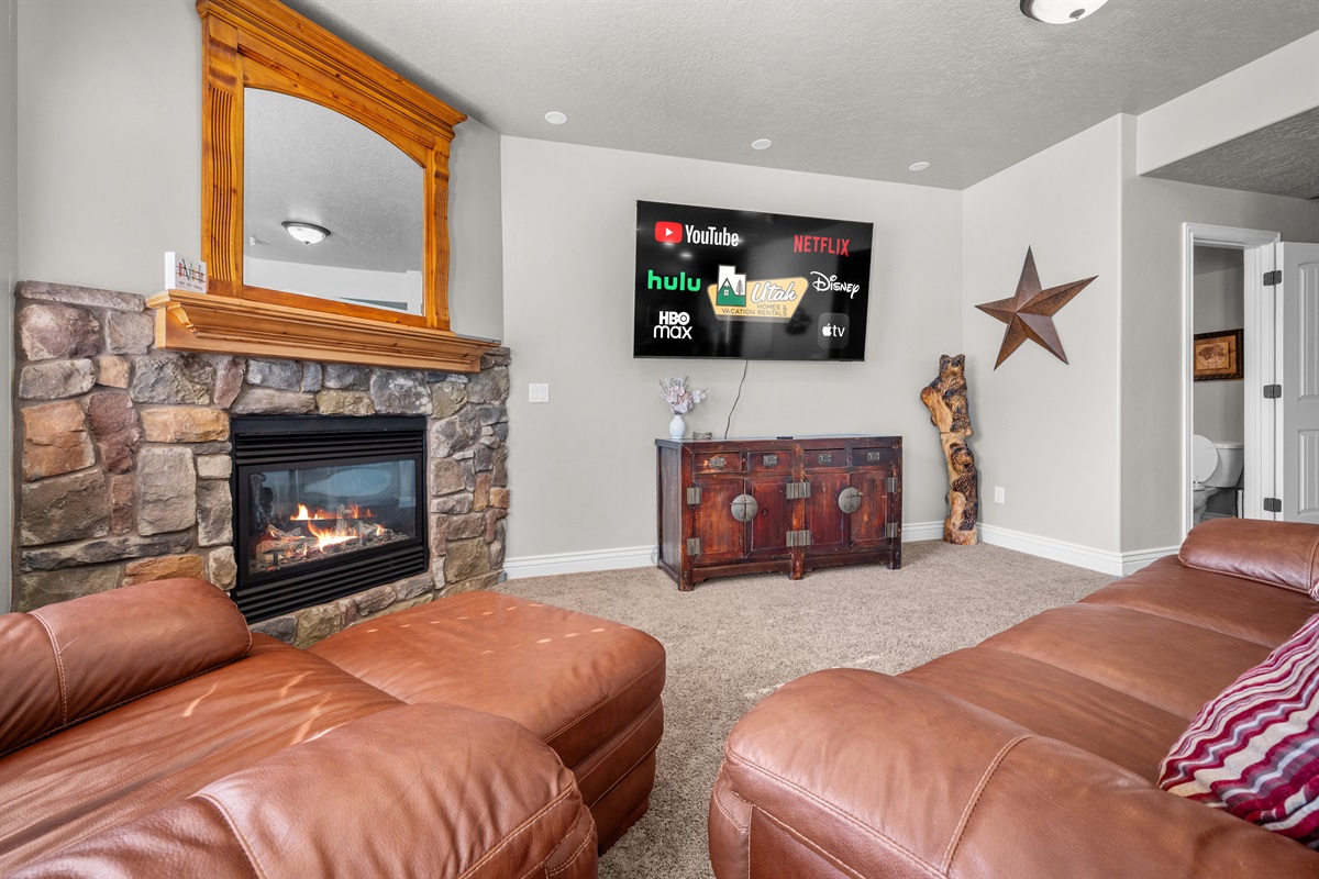 Gather, relax, and stream your favorites in a warm, inviting living space.
