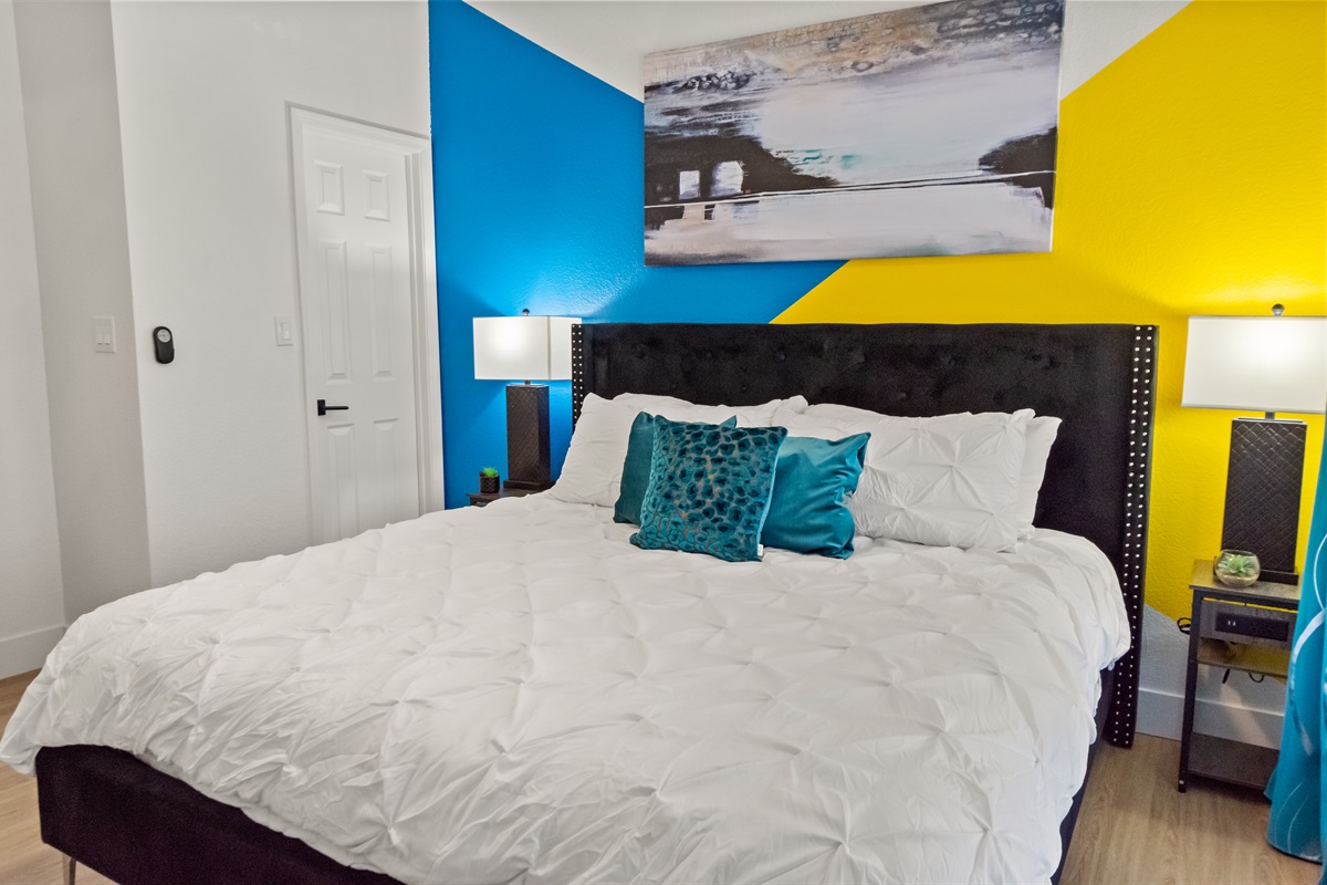 Unwind in this comfortable and thoughtfully designed bedroom