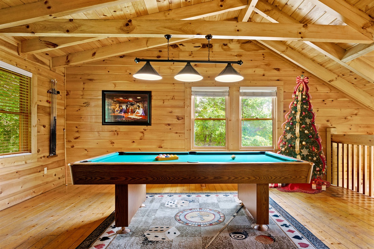 8ft pool table in game room upstairs