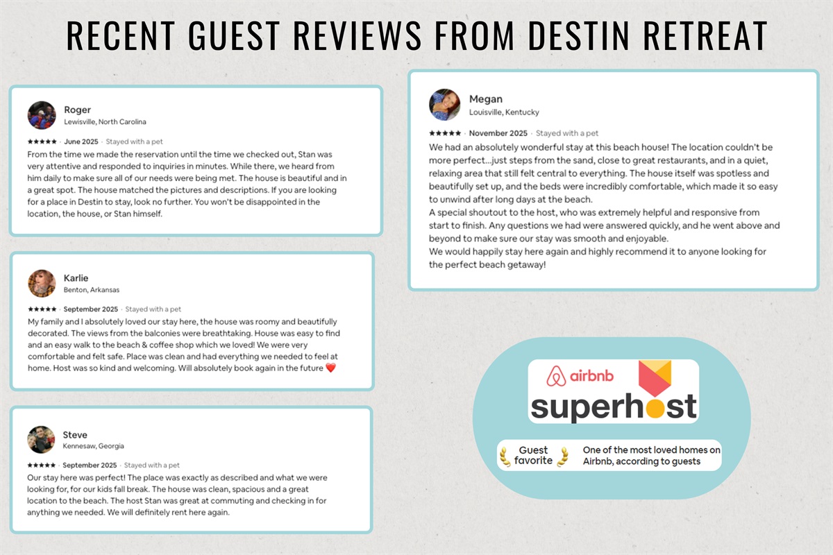 Recent reviews from happy guests show that you are in good hands!