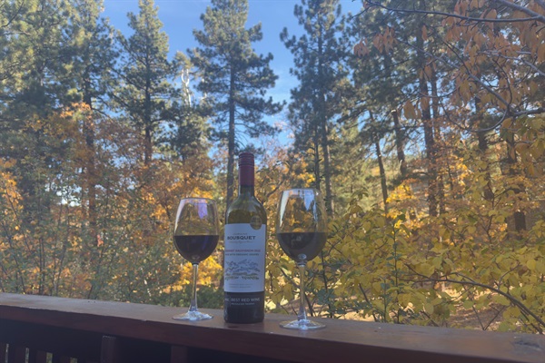 Relax on the deck and enjoy the mountains