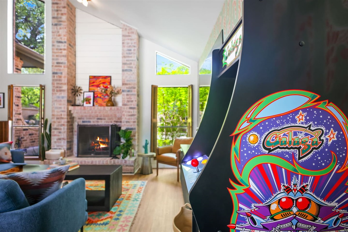  Retro arcade fun right in the living room — challenge your crew to high-score battles between pool games.