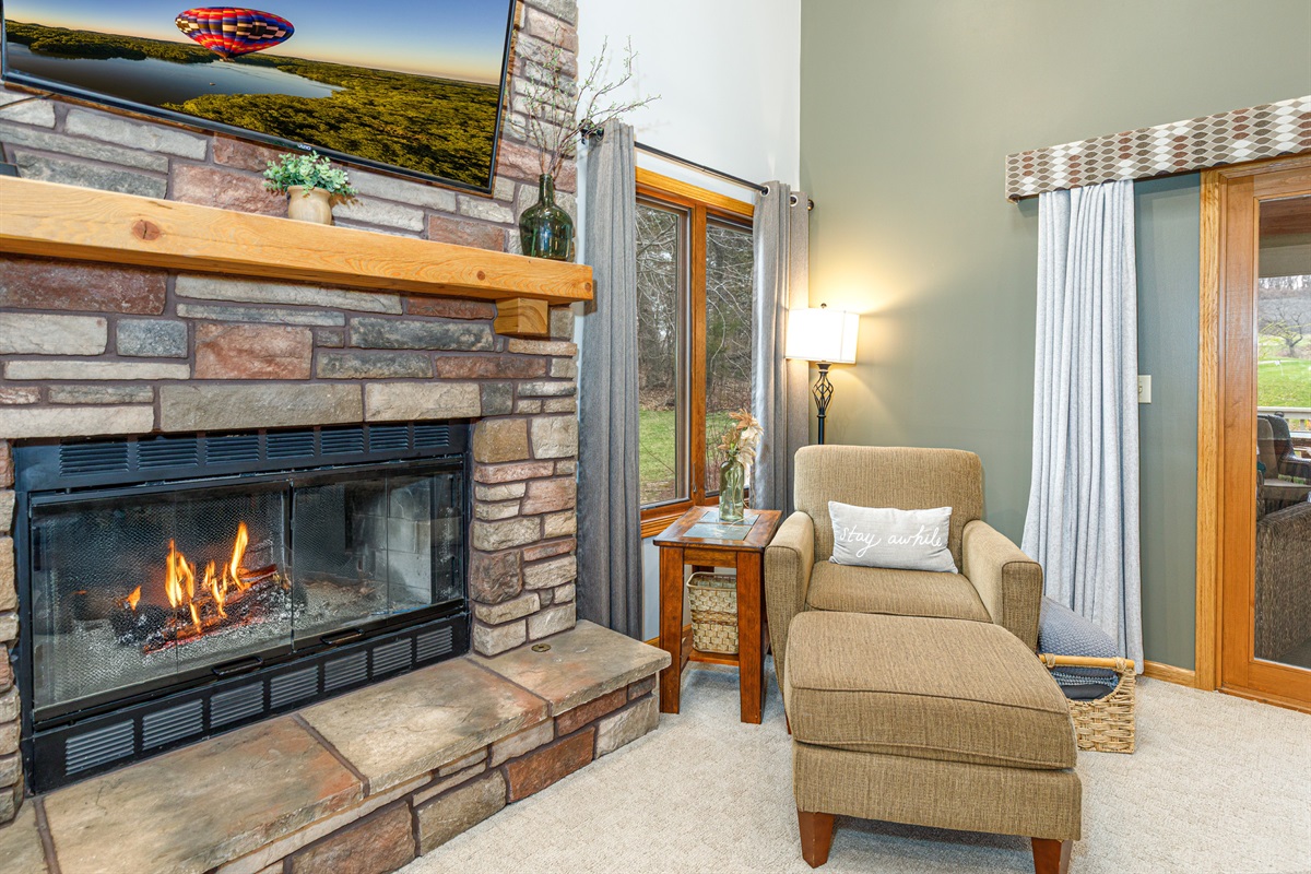 Cozy up to a roaring fire during the cooler months -- flip the switch on this easy to use gas fireplace