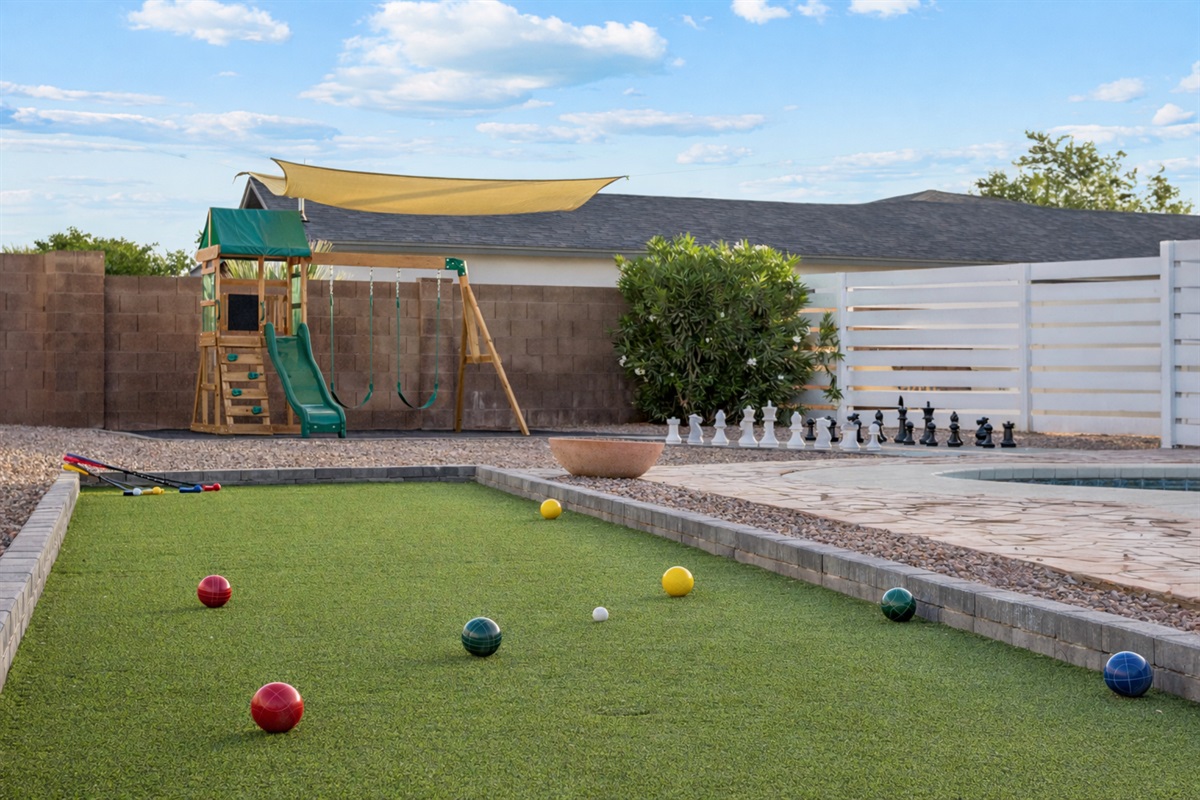 Try bocce ball - it's a blast and anyone can learn.
