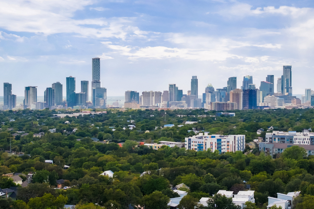 Downtown Austin's skyline rises just minutes from this East Austin retreat.