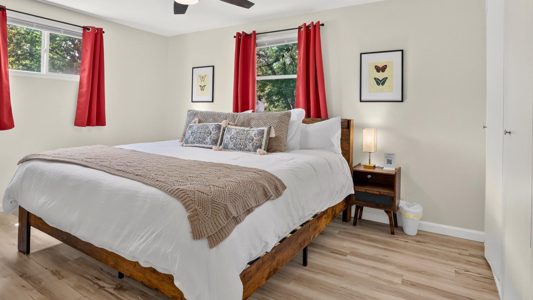 Designed for restful nights with a king bed, blackout curtains, Smart TV, and thoughtful amenities.