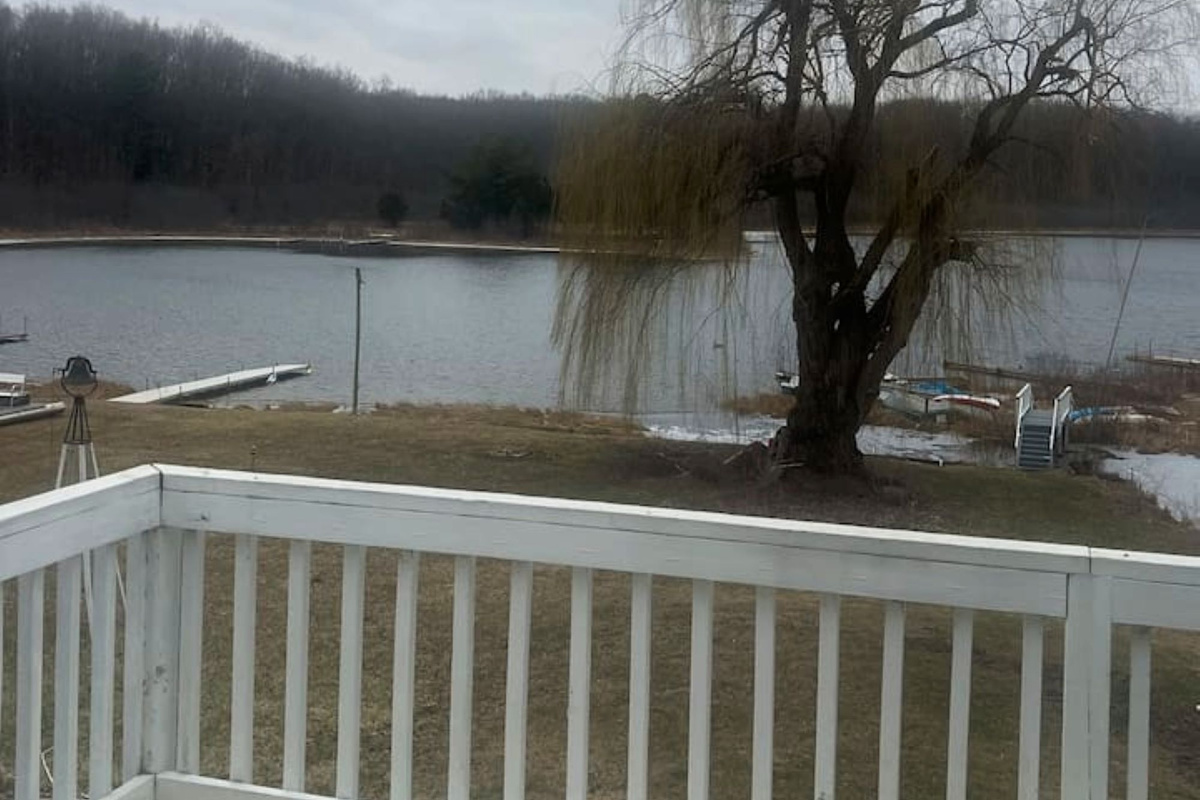 Winter view as the ice has just melted from the lake.