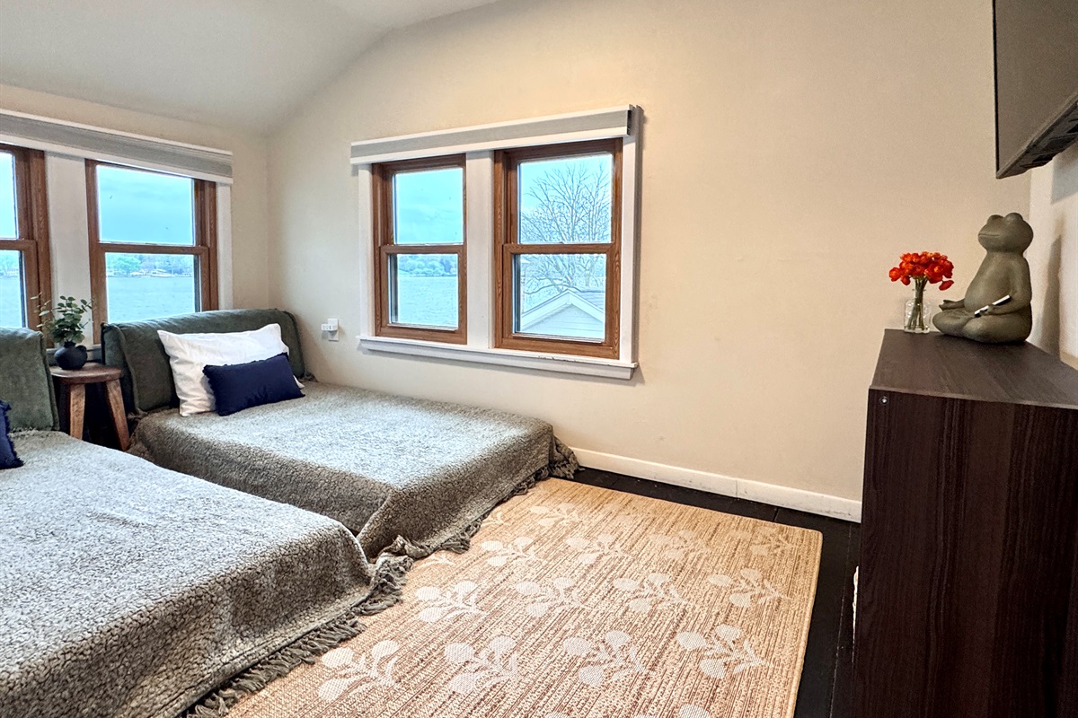 Bedroom 3, two twin XL beds converted from chairs. Inner spring core for comfort.