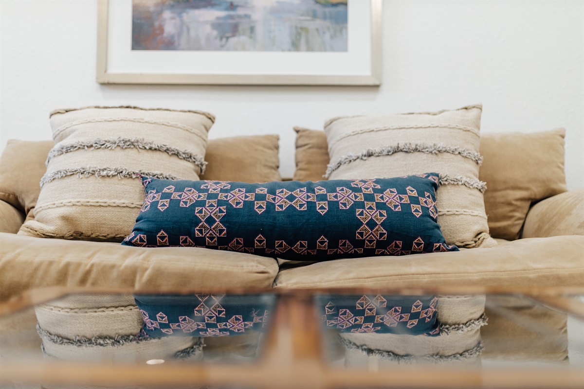 pillows on comfy sofa