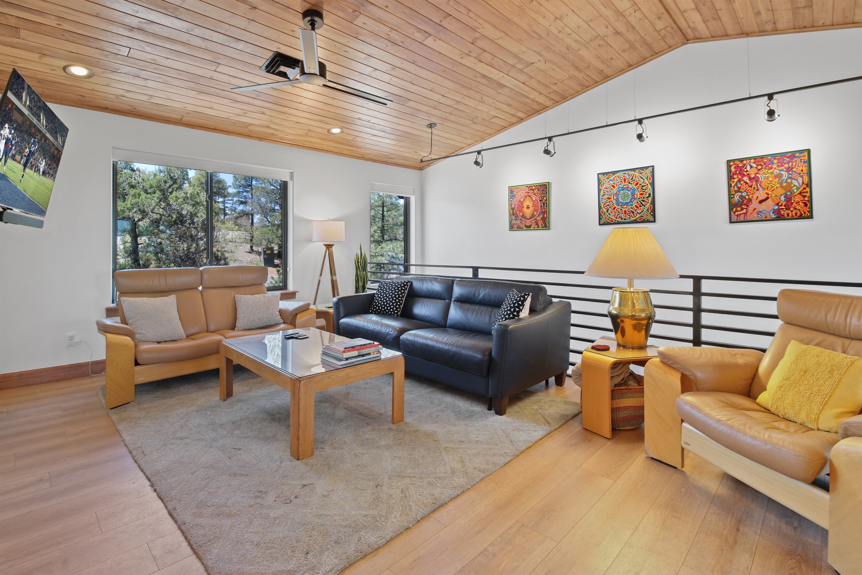 Enjoy the open layout, natural daylight, Smart TV and electric fireplace