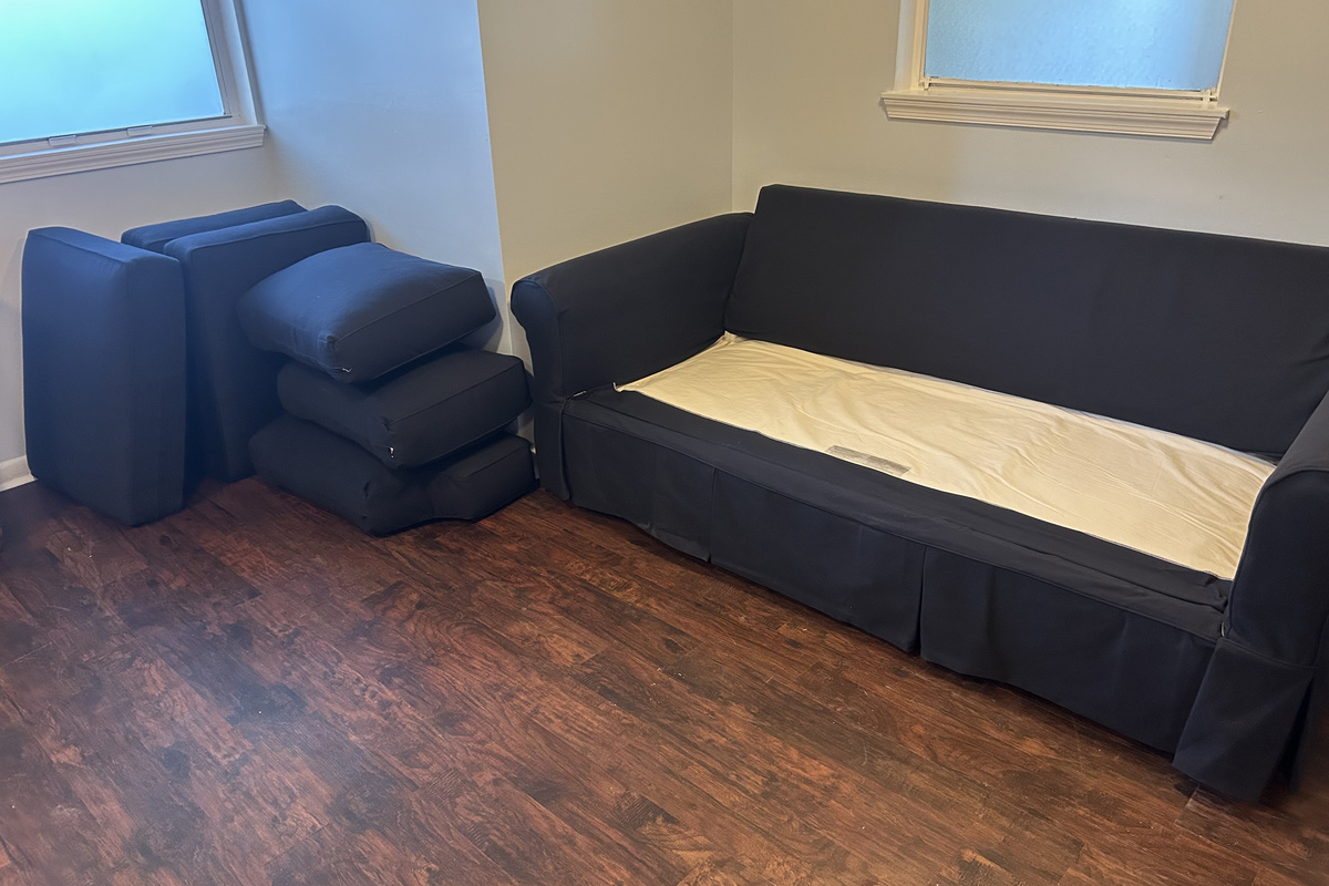 sofa sleeper in new bedroom - temp photo