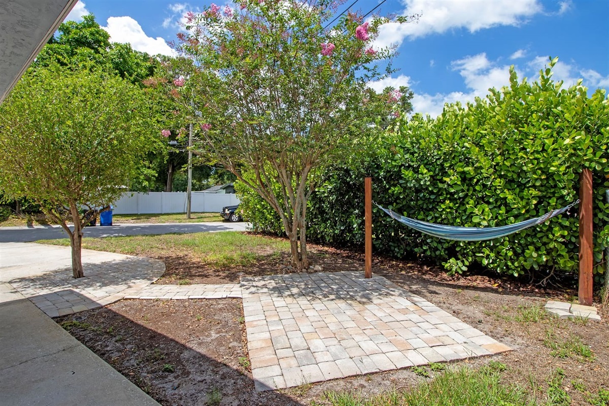 Fenced and open back yard areas