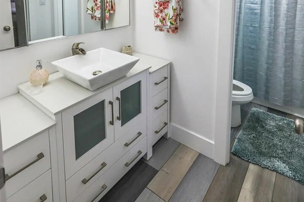 Fresh, modern bathroom with clean lines and coastal simplicity.