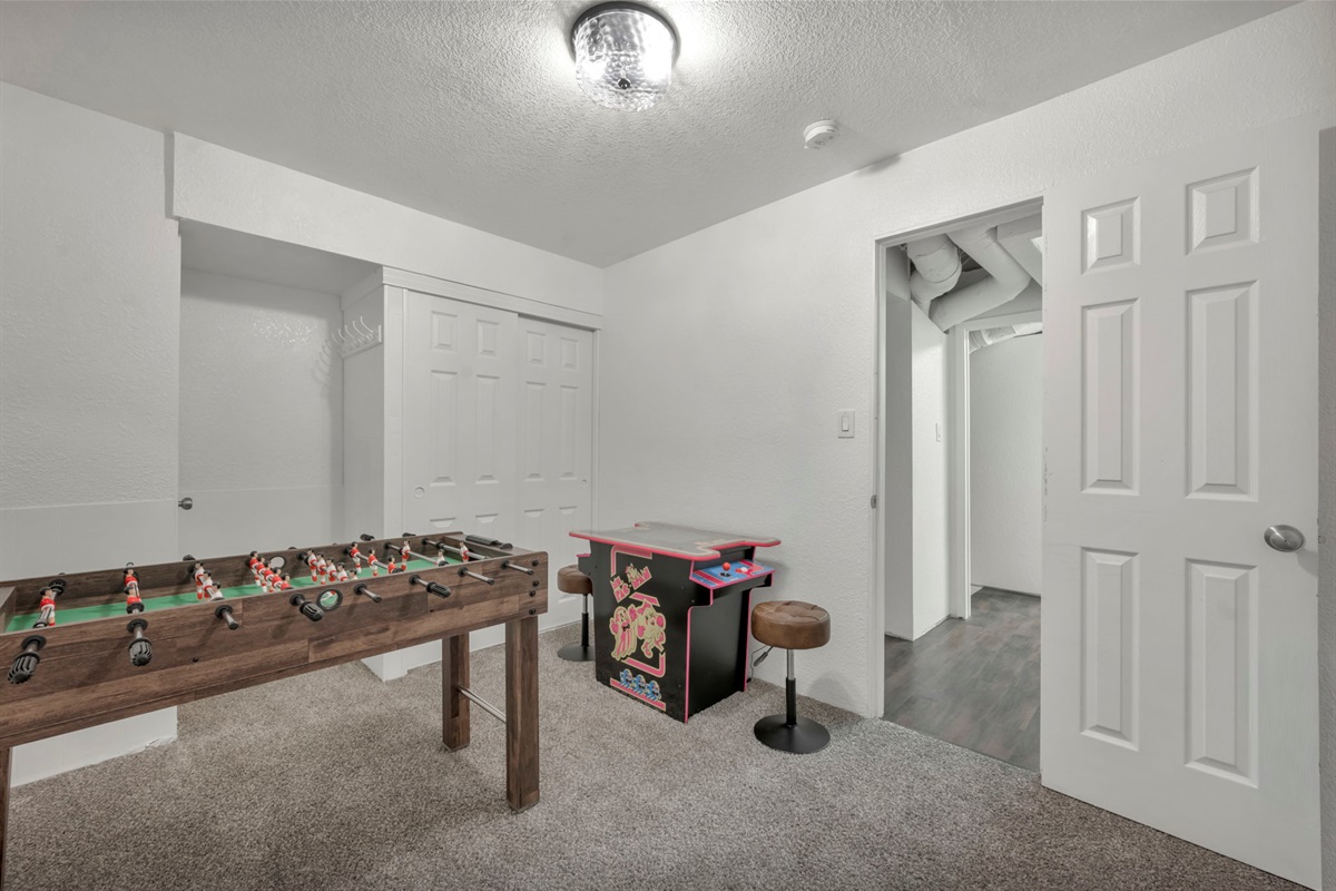 There's fun!  Foosball and Pac Man.