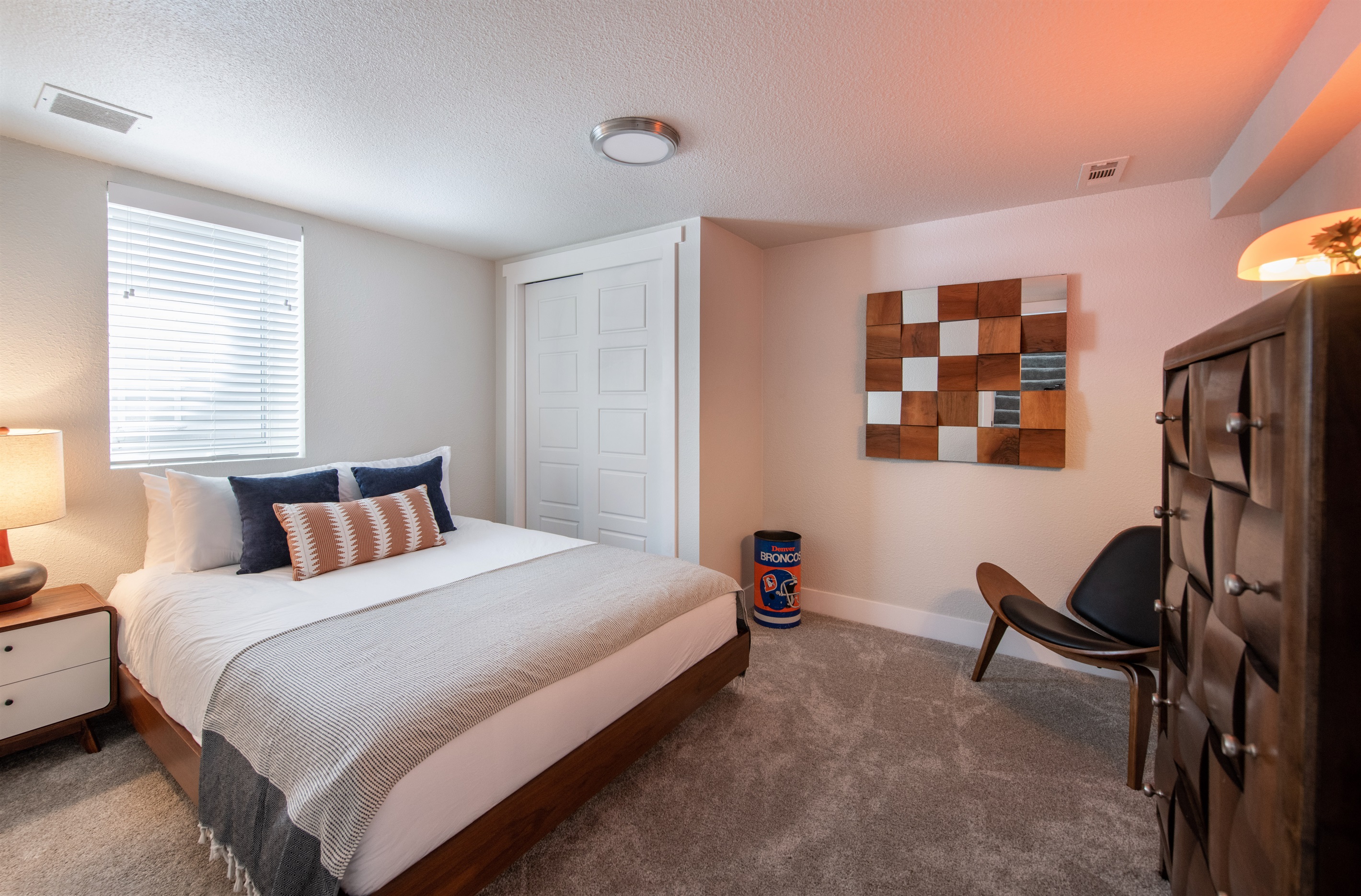 Spacious and well appointed bedroom with queen nectar ultra plush mattress and high end linens/sheets