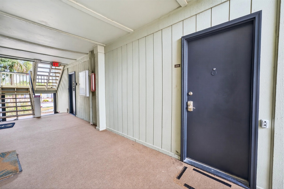 Front Door | Beach Break | IOP Escapes Vacation Rentals | 1400 Ocean Blvd 106B, Isle of Palms SC