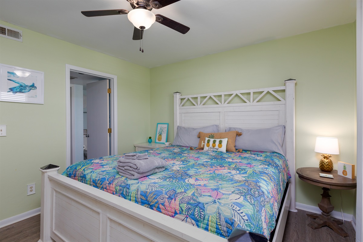 Peaceful King bedroom designed for a restful night&rsquo;s sleep
