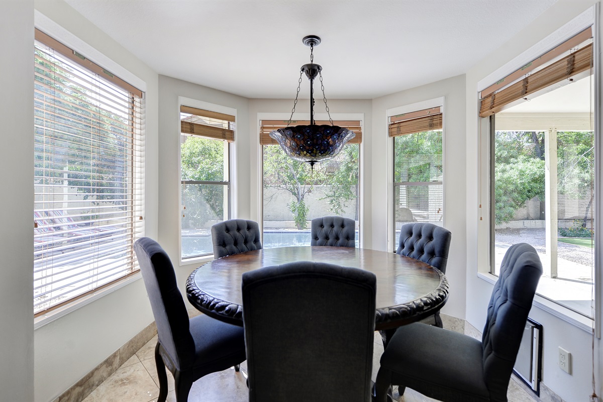 Sunny Breakfast/Dining Area with Pool View