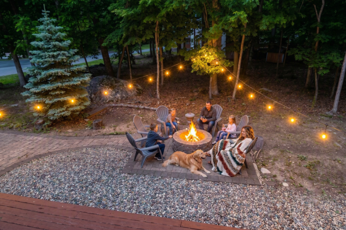 Evenings by the firepit - s'mores, string lights, stars and smiles