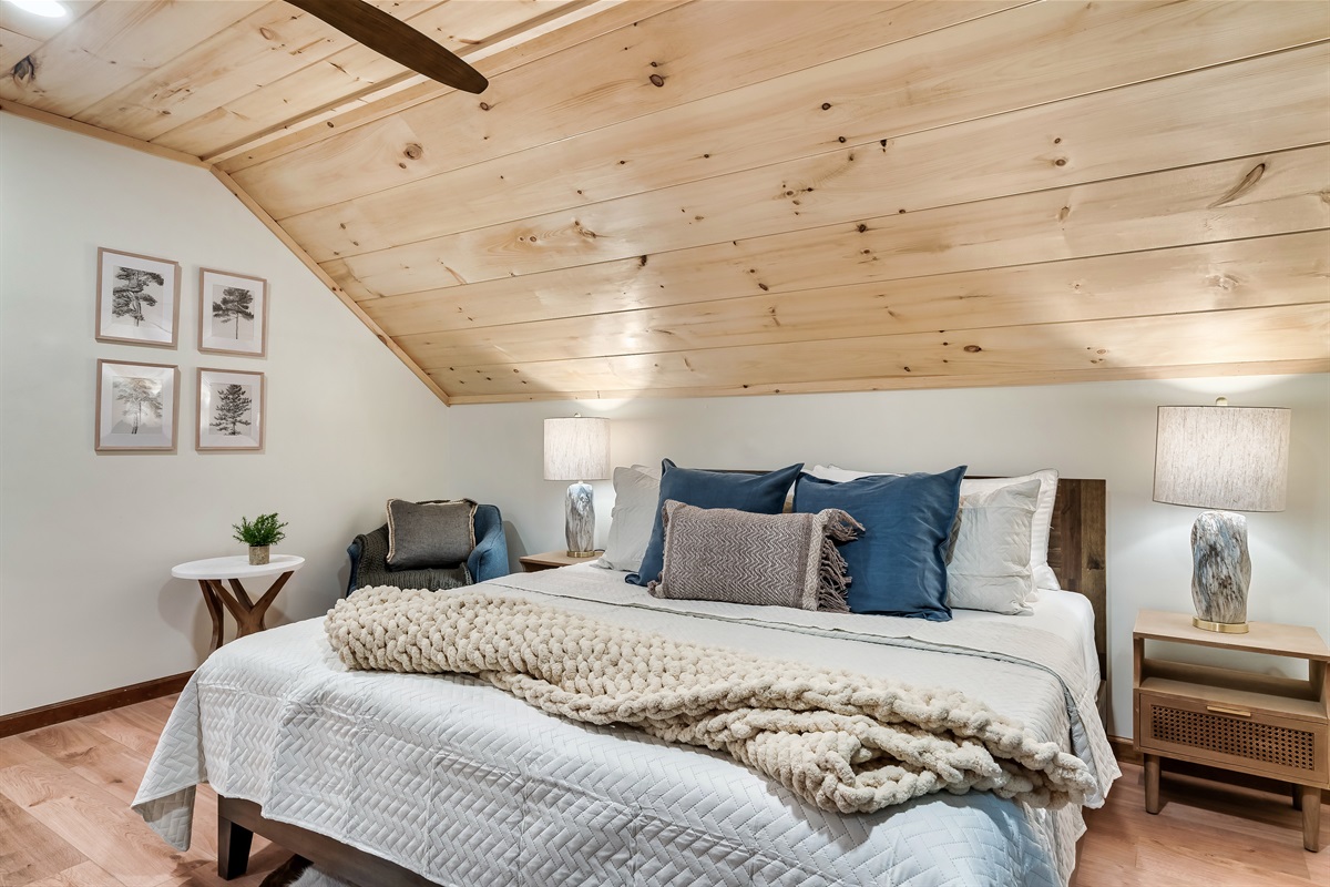 En suite looks out to the forest