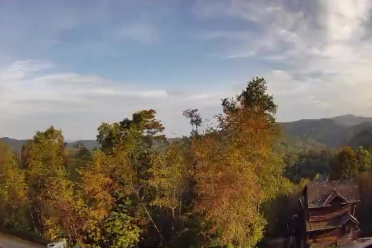 Autumn transforms the surrounding Blue Ridge Mountains with brilliant fall color visible right from Mars Hill Haven.