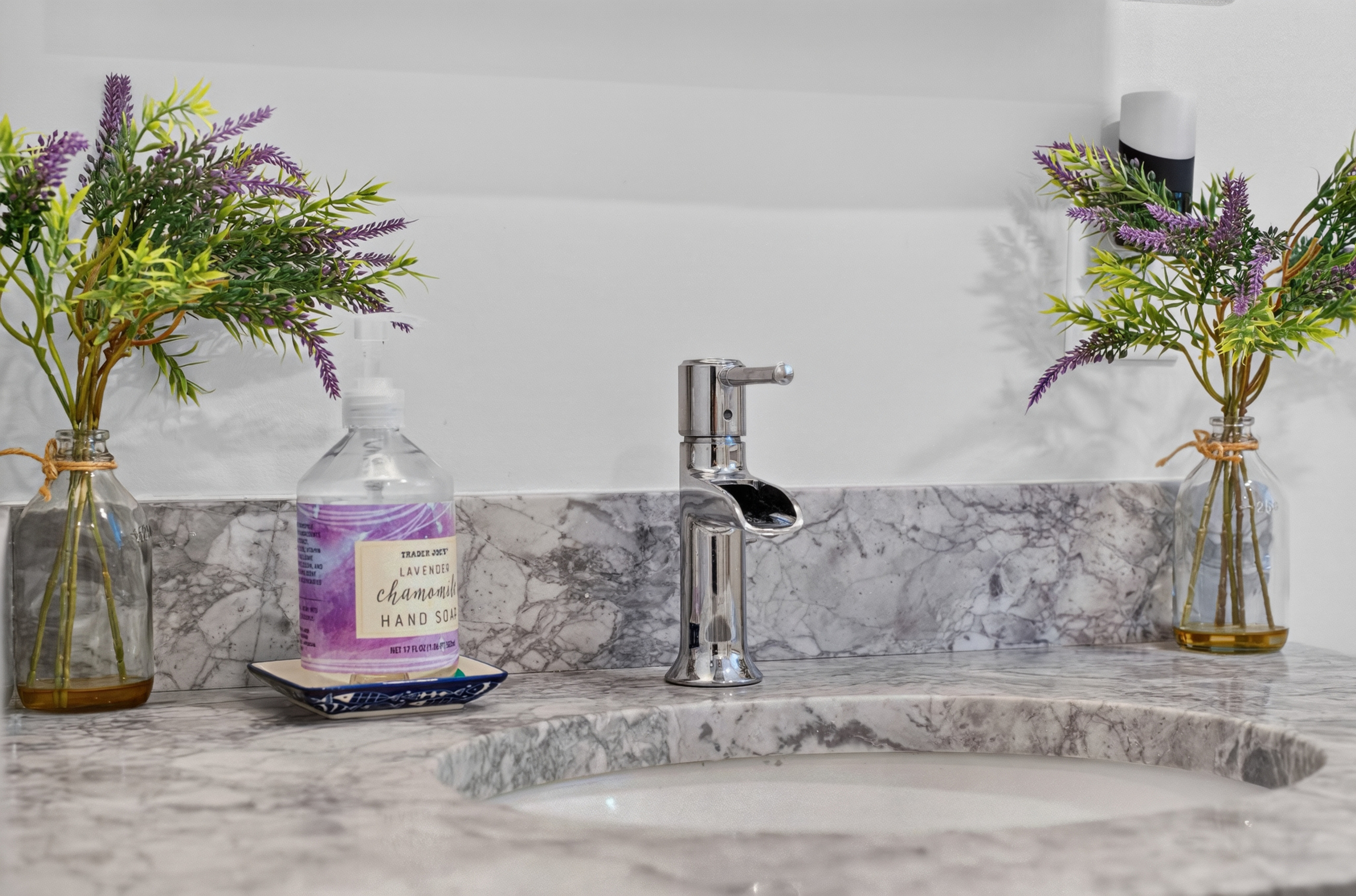 Stylish bathroom vanity with ample counter space for your daily routine.