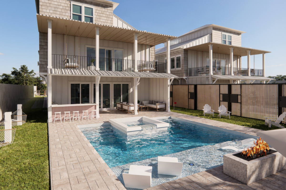 Beautifully decorated backyard | Rendering